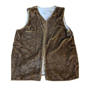 Vintage Handmade Unisex Faux Fur Open Vest With Satin Like Lining Size Fits XL